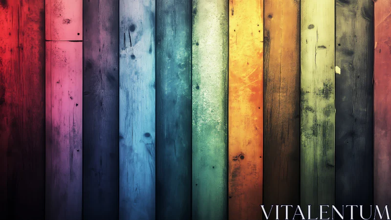 Color-washed wooden planks glowing in a cozy rainbow row.