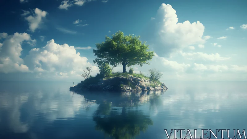 Solitary Arboreal Outcrop: Islet Ecosystem With Specimen Tree.