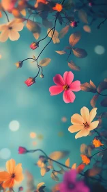 Radiant Blooms Dancing in Turquoise Light.