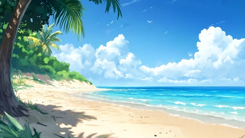 Tropical Paradise: Where Sand Whispers Meets Sky Dreams.