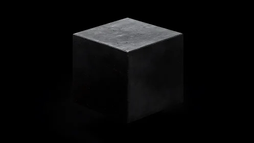 Solid dark cube isolated against deep black background.