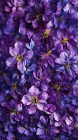 Purple Clematis Blooms in Macro Detail.