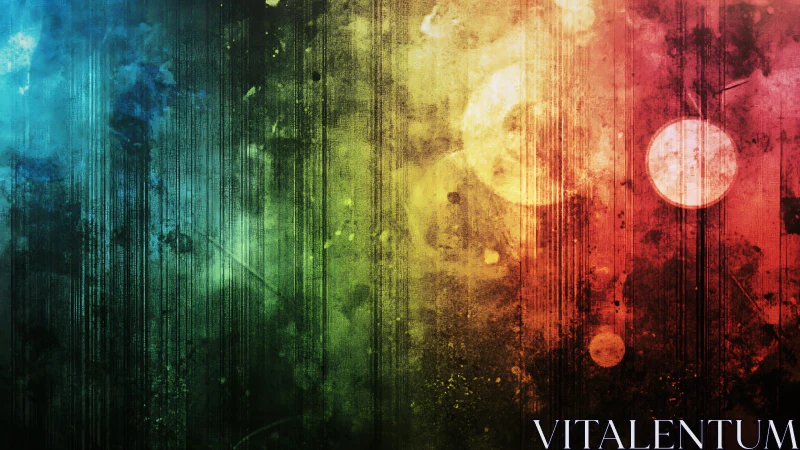 Color spectrum abstract texture shows vertical streaks and circles