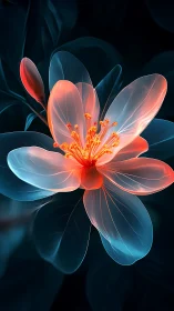 Luminescent Blossom: A Digital Flower Blooming in Neon Radiance.