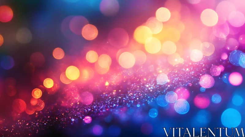 Defocused multicolor bokeh field reveals dense glittering particle band