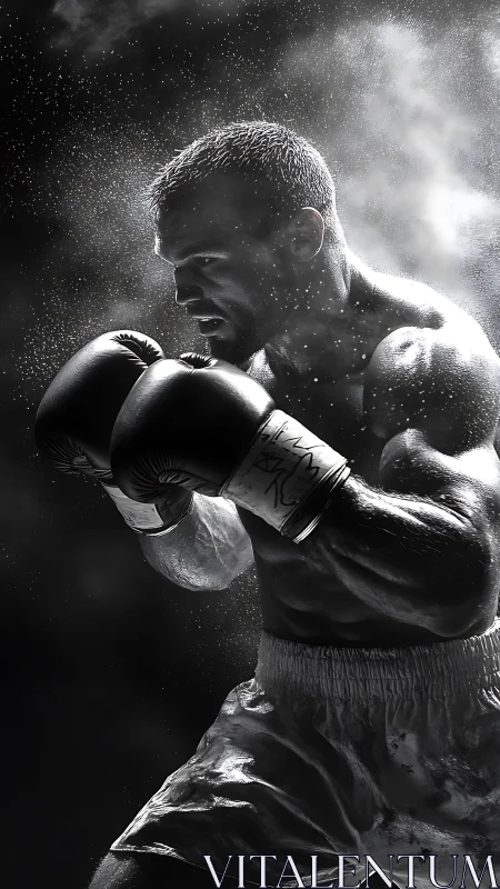 Sweat-Soaked Determination: Boxer Commands the Ring