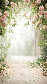 Romantic Garden Archway with Cascading Roses.