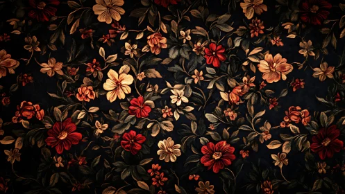 Dark Floral Pattern: Vintage Botanical Design.