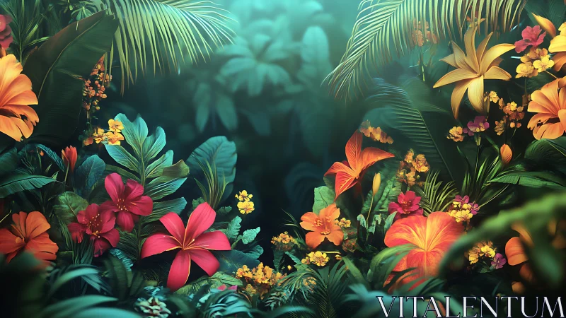 Tropical Paradise Garden in Vibrant Bloom