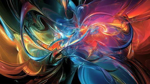 Swirling Lights of Colorful Cosmic Glass in Motion.