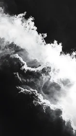 Monochrome vapor surge with high-contrast negative space.