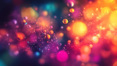 Vibrant abstract bubbles in glowing neon colors, digital art style.
