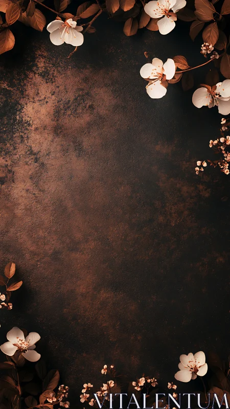 Elegant Floral Frame on Textured Dark Background