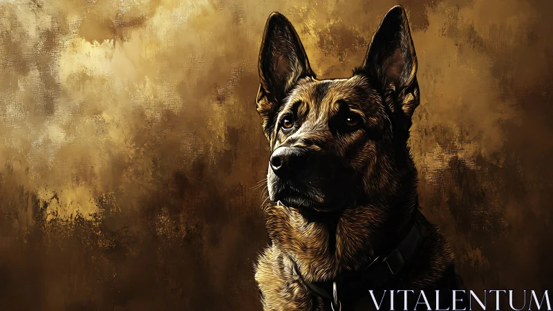 Steady eyed shepherd gazes ahead against warm rustic backdrop