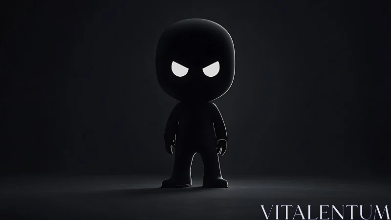 Midnight chibi antihero glowing with stubborn silence.