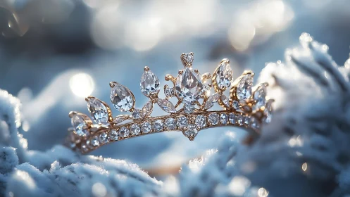 Winter light on a crystal crown in frosted silence.