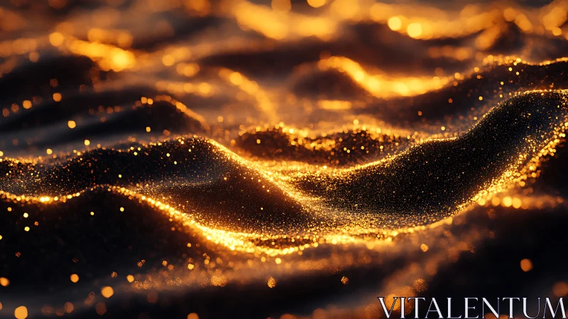 Golden light dancing across waves of glowing sand.