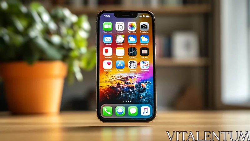 iPhone HomeScreen Sanctuary: Digital Portal Bathed in Sunset Radiance.