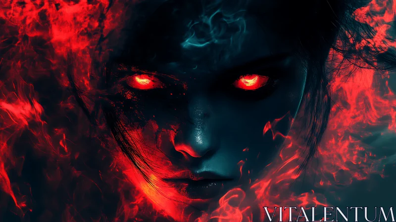 Ember-eyed sorceress breathes cold fire into the dark