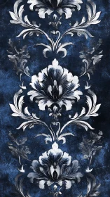 Midnight blue damask blooms create graceful floral harmony