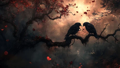 Ravens in Gothic Twilight: Shadowed Passion.