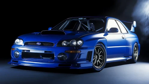 Electric blue rally icon glows under dramatic studio light