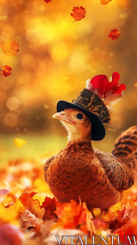 Elegant Bird in Autumn - Styled Pheasant with Feathered Hat
