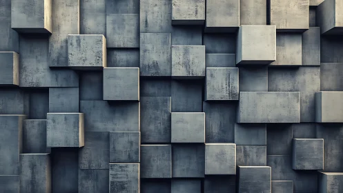 Staggered concrete cubes form a high-relief geometric facade