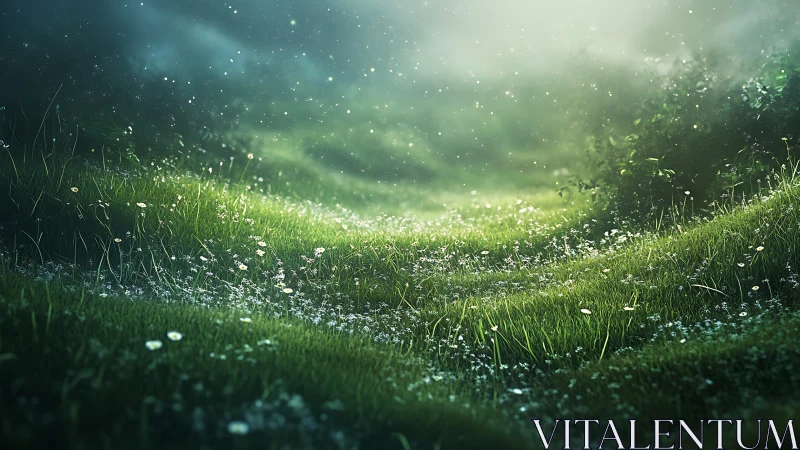 Volumetric backlit meadow rendering with layered depth of field
