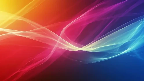 Soft rainbow waves drifting through a luminous dusk sky.