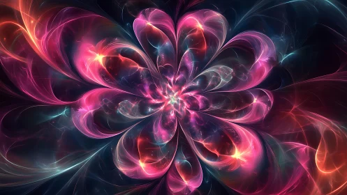 Fractal nebula flower with luminous pink energy petals.