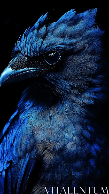 Cerulean Sentinel: Electric Blue Feathered Guardian at Rest.