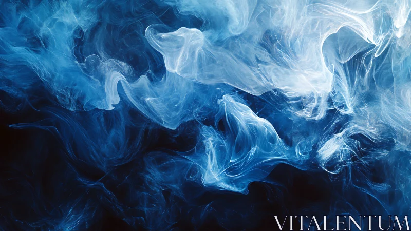 Swirling blue smoke drifting like soft underwater clouds.