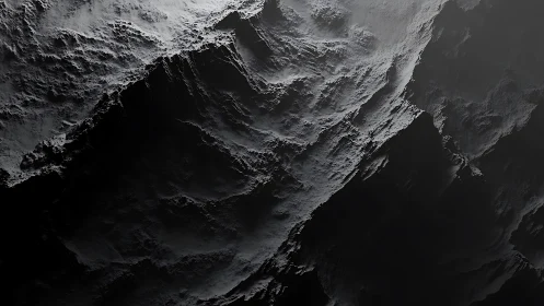 Lunar cliffside draped in void, carved by silent shadows.