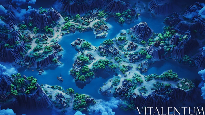 Mystical Island Archipelago: A Floating Paradise of Blue and Green