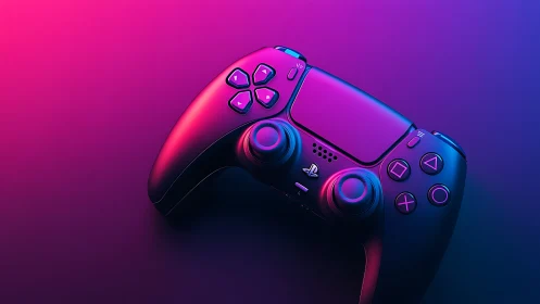 PlayStation Controller Rendered with Neon Gradient Illumination and Advanced Lighting Techniques