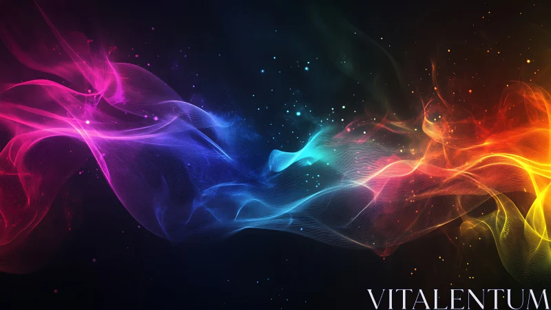 Neon nebula currents weaving across a starlit void.