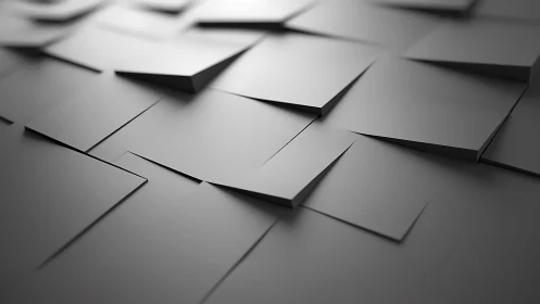 Overlapping matte black panels in abstract geometric layout.