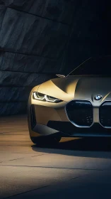Low-angle study of BMW concept EV front fascia and LED signature