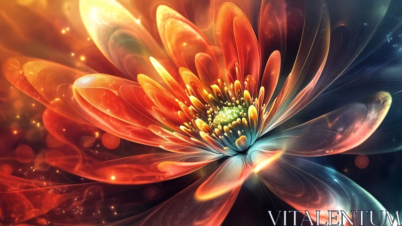 Radiant abstract flower rendered with luminous digital gradients