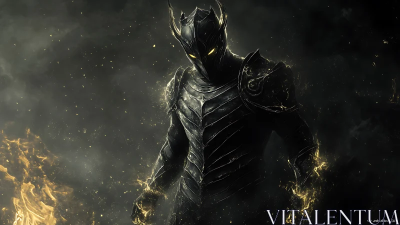 Dark infernal knight in jagged plate armor with ember glow