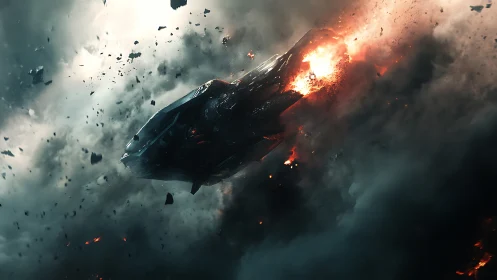 Catastrophic Spacecraft Destruction: Explosive Sci-Fi Concept.