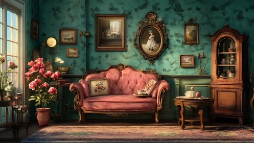 Charming vintage parlor invites quiet tea and gentle daydreams