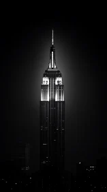 Noir-lit tower carving silver into the midnight sky.