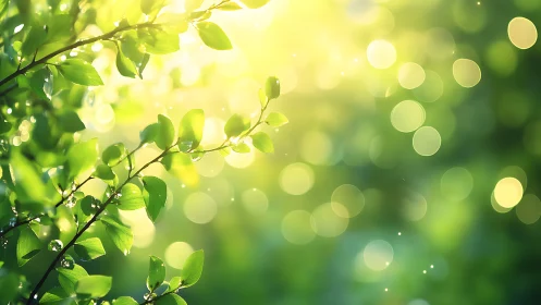 Morning sun paints jeweled leaves in soft bokeh haze