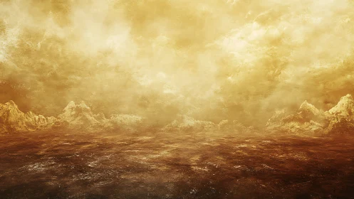 Molten horizon dreams over a stormy, sunlit wasteland.