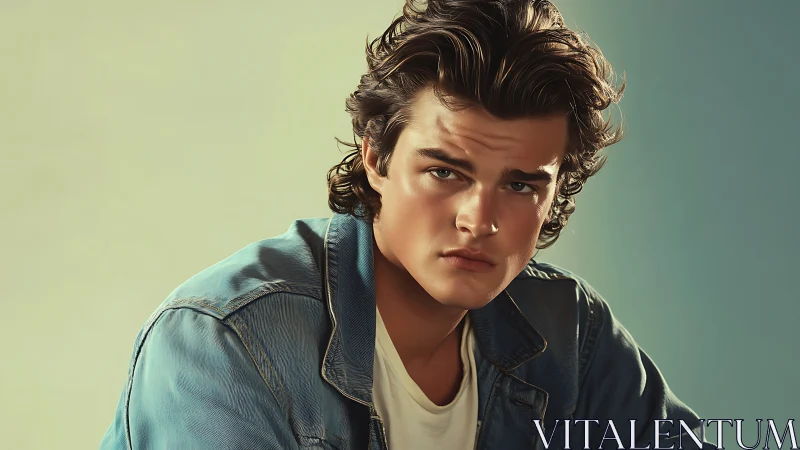 Digitally rendered male portrait with soft rim lighting and denim