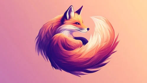 Vibrant stylized fox curls in a luminous pastel glow