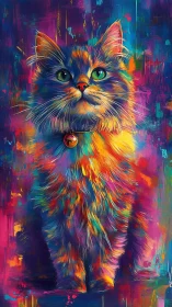 Chromatic feline portrait with high-saturation spectral layering.