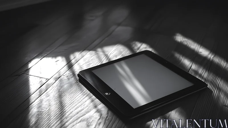 Modern Device Rests Beneath Striped Shadows of Afternoon Light.